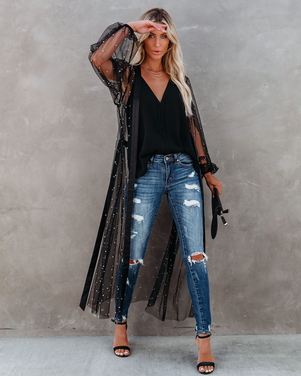 Lyrical Embellished Tulle Duster Ins Street