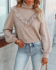 Lyric Ruffle Crop Turtleneck Sweater Ins Street