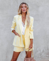 Lyssa Pocketed Blazer - Yellow Ins Street