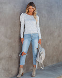 Maci Cotton Blend Puff Sleeve Sweater Ins Street