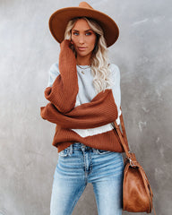 Maddox Chevron Knit Sweater - Cloud/ Camel Ins Street