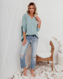Maggie Relaxed Knit Henley Top - Sage Ins Street
