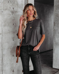 Magnolia Cotton Blend Pocket Tee - Charcoal Ins Street