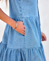 Makenna Pocketed Tiered Denim Babydoll Dress Ins Street