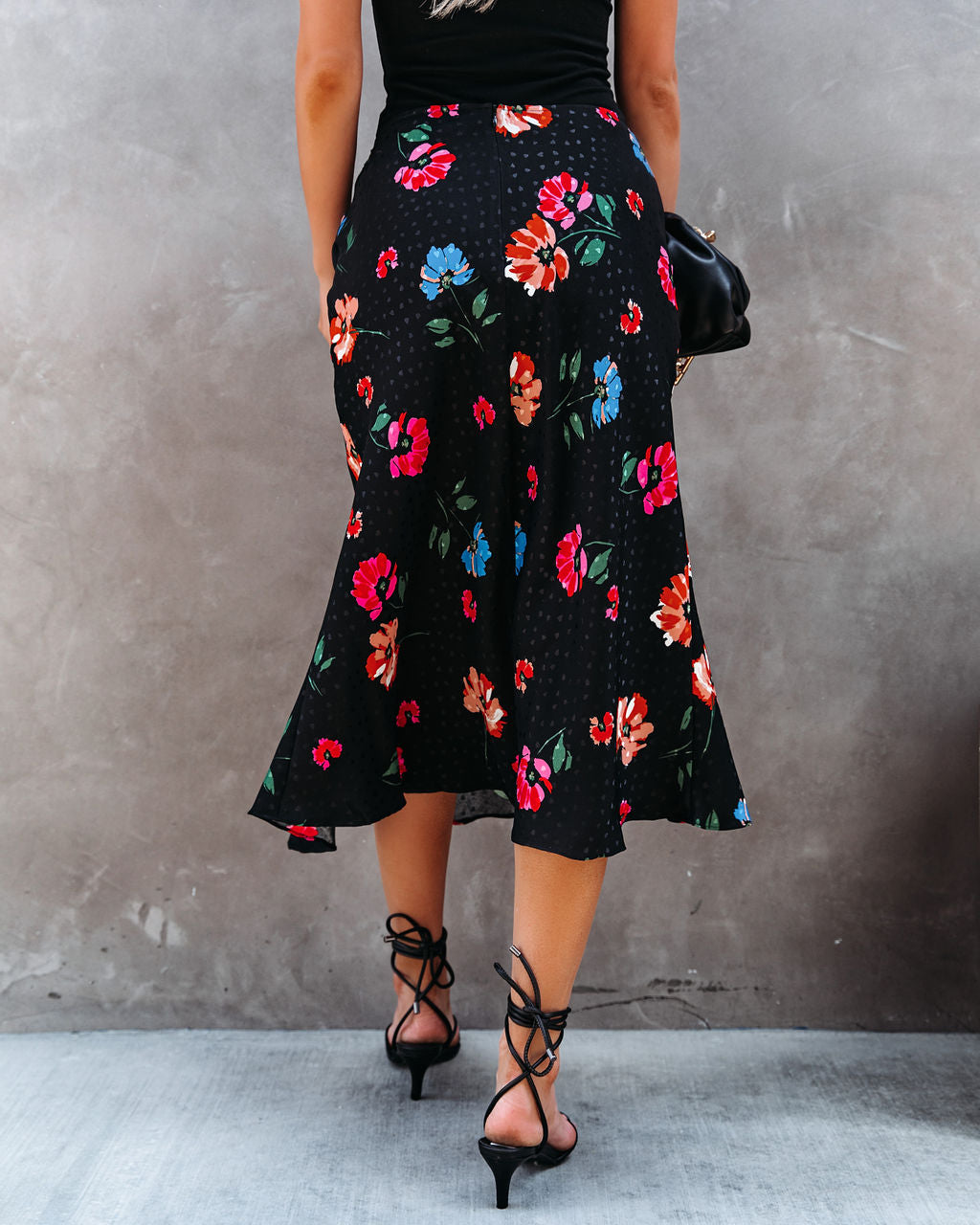 Mariella Floral Slit Midi Skirt Ins Street