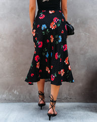 Mariella Floral Slit Midi Skirt Ins Street