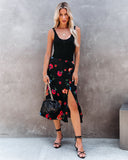 Mariella Floral Slit Midi Skirt Ins Street