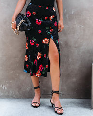 Mariella Floral Slit Midi Skirt Ins Street