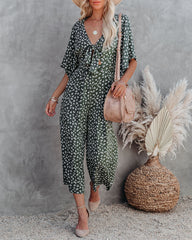 Marini Printed Tie Front Jumpsuit Ins Street