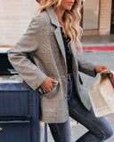 Markell Cotton Blend Pocketed Houndstooth Blazer Ins Street