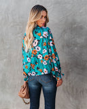 Maryweld Floral Satin Smocked Blouse Ins Street