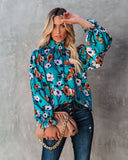 Maryweld Floral Satin Smocked Blouse Ins Street