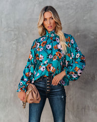 Maryweld Floral Satin Smocked Blouse Ins Street