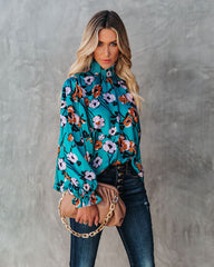 Maryweld Floral Satin Smocked Blouse Ins Street