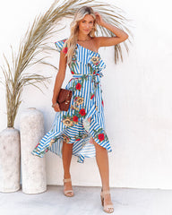 Matador One Shoulder Mixed Print High Low Dress Ins Street