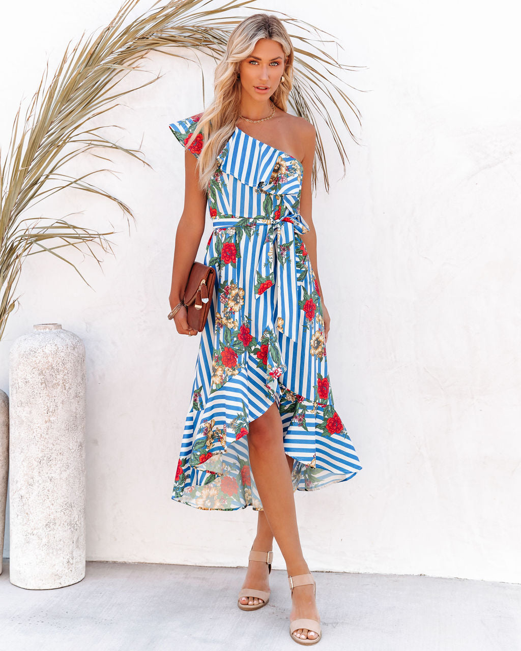 Matador One Shoulder Mixed Print High Low Dress Ins Street