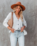 Matix Button Front Speckled Knit Cardigan - Ivory Ins Street