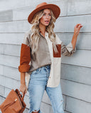 Mav Cotton Corduroy Colorblock Shacket Ins Street