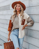 Mav Cotton Corduroy Colorblock Shacket Ins Street