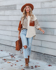 Mav Cotton Corduroy Colorblock Shacket Ins Street