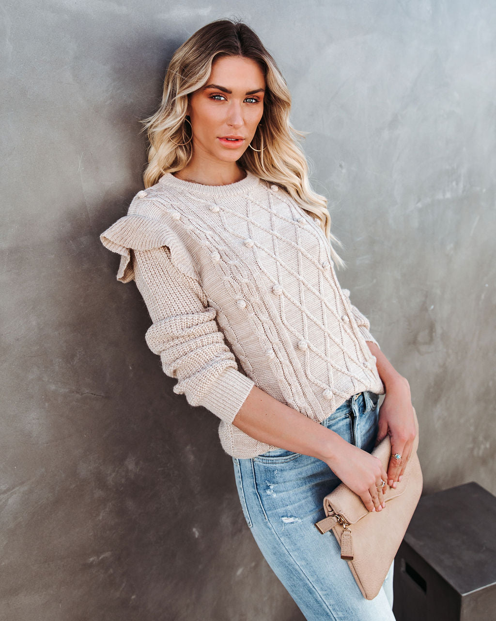 May Cable Knit Pom Sweater Ins Street