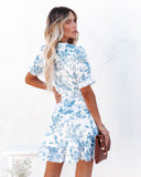 Mayflower Cotton Printed Wrap Dress - Blue Ins Street