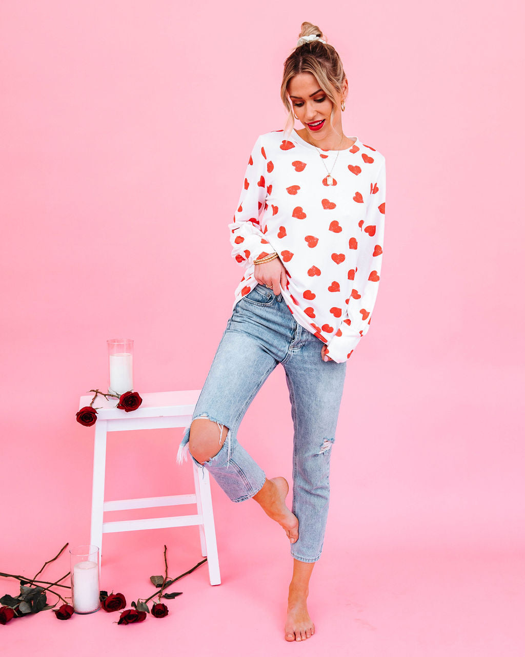 Means So Much Heart Print Knit Top Ins Street