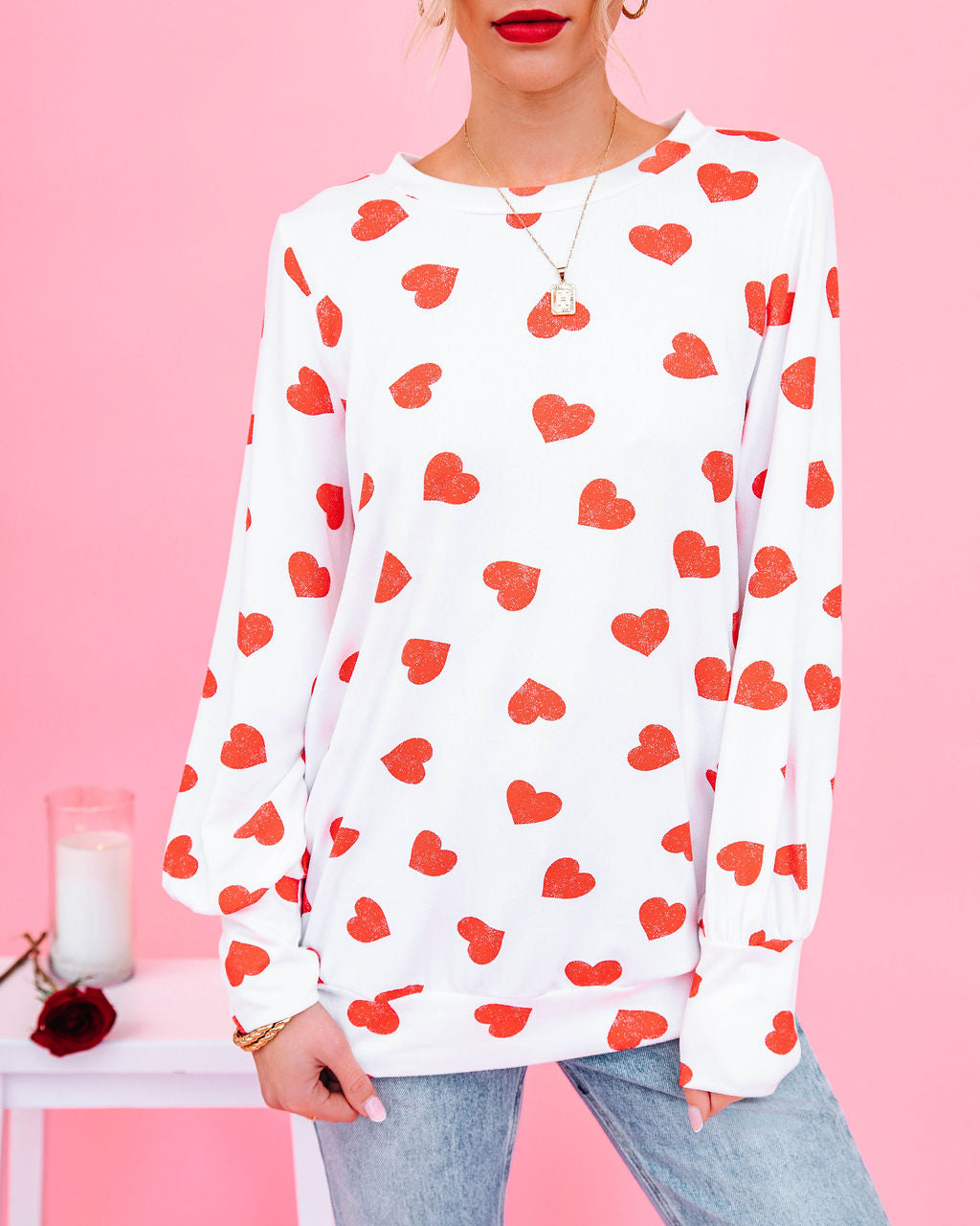 Means So Much Heart Print Knit Top Ins Street