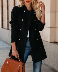 Meghan Pocketed Peacoat - Black Ins Street