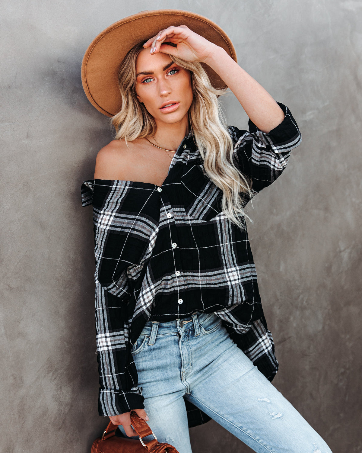 Melancholy Plaid Button Down Top Ins Street