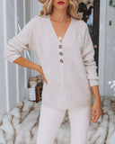 Melissa Knit Henley Sweater - Taupe Grey Ins Street
