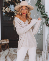 Melissa Knit Henley Sweater - Taupe Grey Ins Street