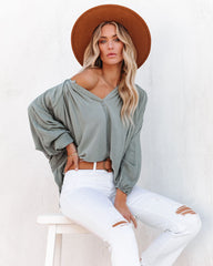 Mendez Washed Dolman Top - Dusty Sage Ins Street