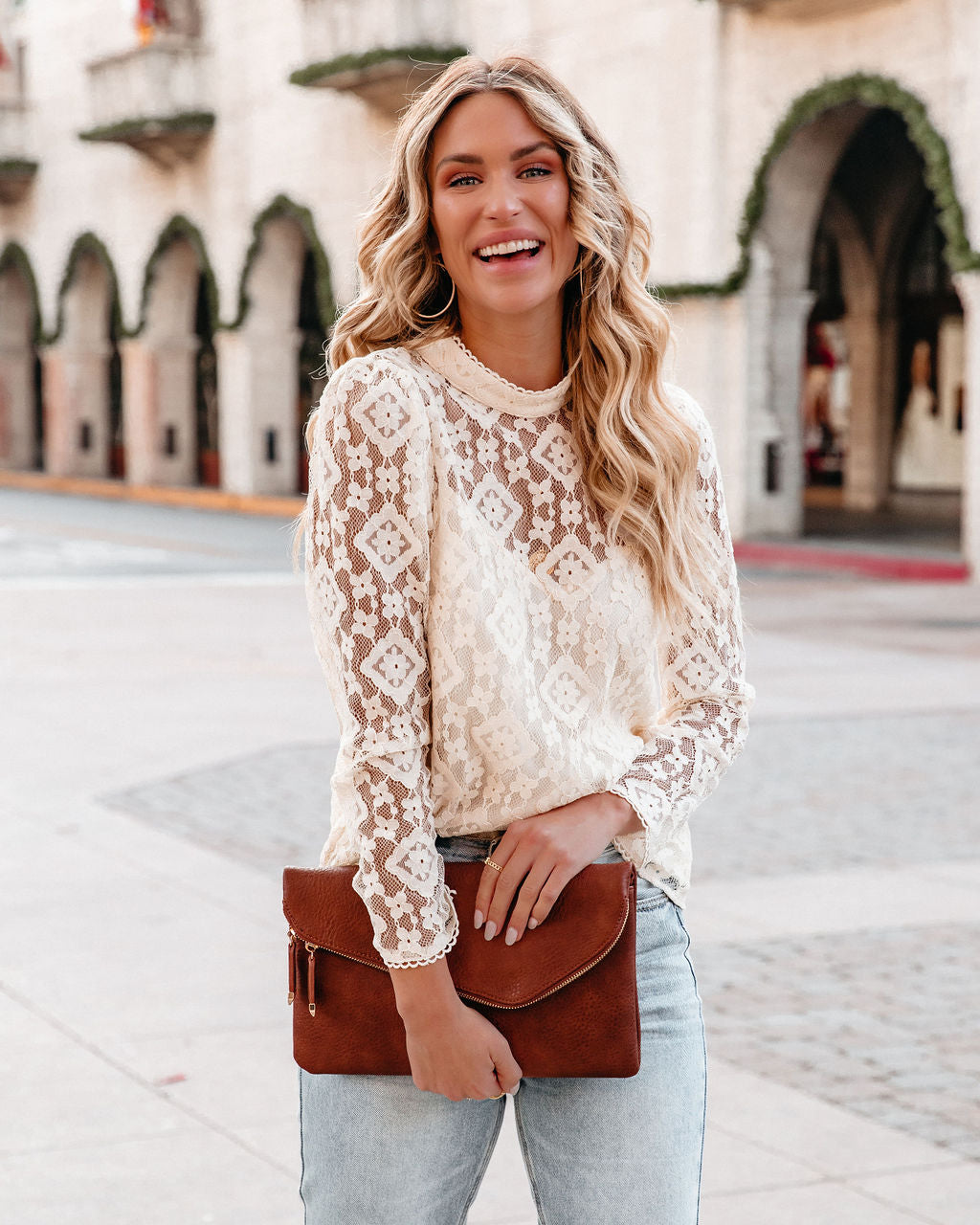 Meridian Lace Blouse - Cream Ins Street