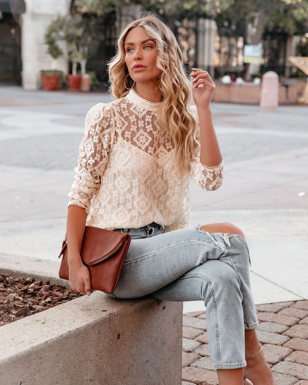 Meridian Lace Blouse - Cream Ins Street