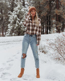 Merlin Cropped Button Down Plaid Top - Brown Ins Street
