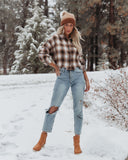 Merlin Cropped Button Down Plaid Top - Brown Ins Street