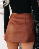 Mikayla Faux Leather Mini Skirt - Brown Ins Street