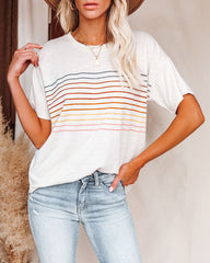 Miles Ahead Linen Blend Striped Tee Ins Street