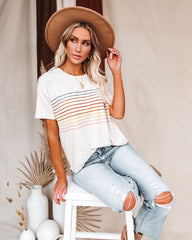 Miles Ahead Linen Blend Striped Tee Ins Street