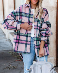 Milestone Cotton Plaid Shacket - Pink Ins Street