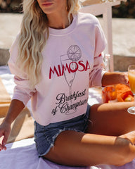 Mimosa Breakfast Of Champions Cotton Blend Crop Sweatshirt Ins Street