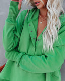 Mindful Cotton Pocketed Henley Hoodie - Green Ins Street