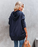Mindful Cotton Pocketed Henley Hoodie - Navy Ins Street