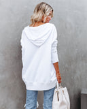Mindful Cotton Pocketed Henley Hoodie - White Ins Street