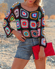 Mind Soul Spirit Crochet Crop Top - Black Multi Ins Street