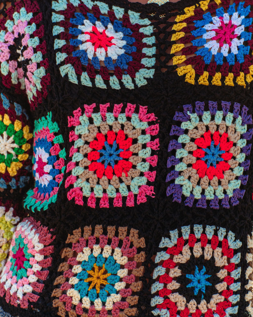 Mind Soul Spirit Crochet Crop Top - Black Multi Ins Street