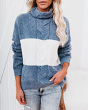 Mingle Colorblock Turtleneck Sweater Ins Street