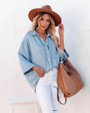 Mirielle Cotton Blend Chambray Button Down Top - Light Wash Ins Street