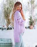 Miss You More Relaxed Mock Neck Knit Sweater - Lavender Ins Street